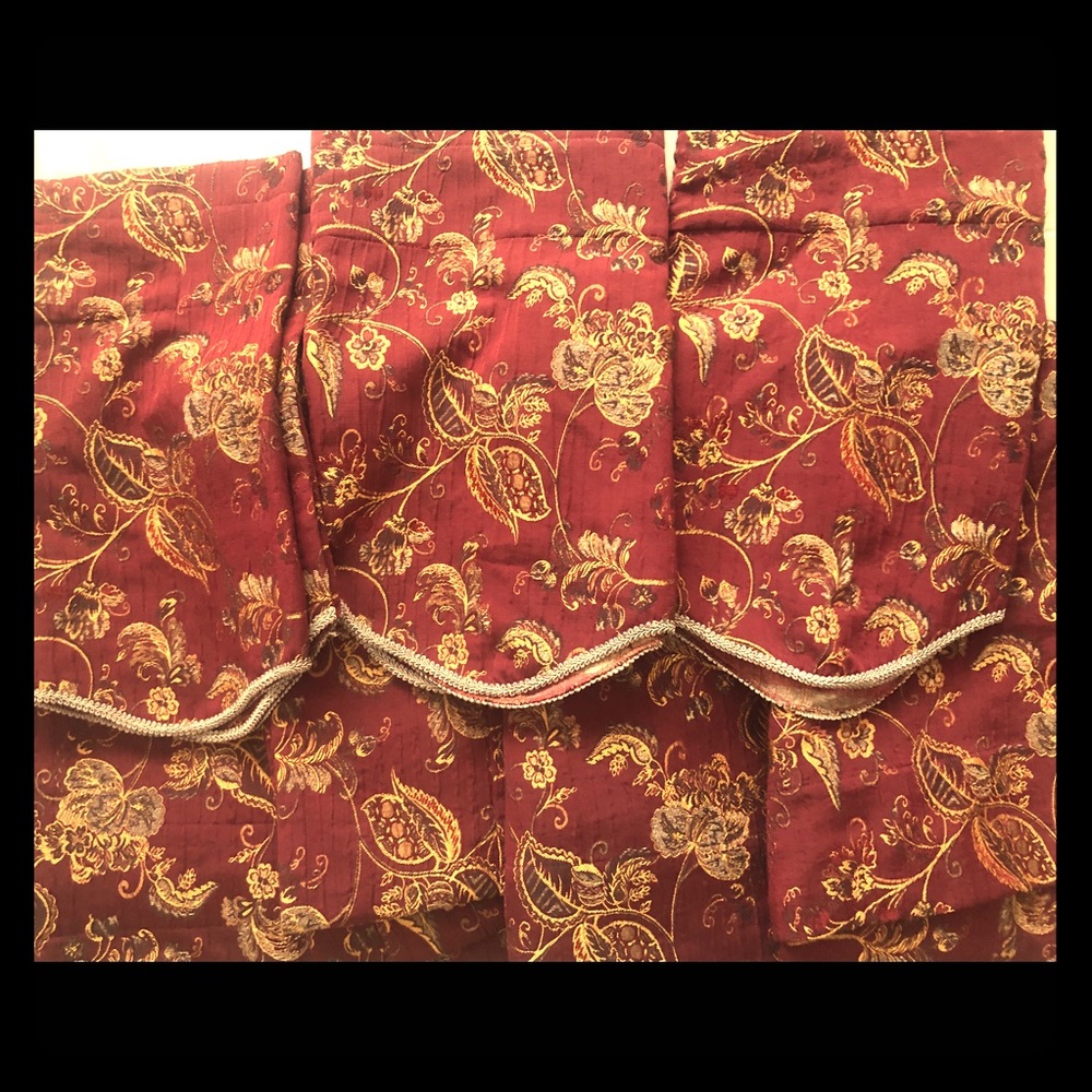Red Darkening Curtain Set: 4 panels 84” +3 Valance